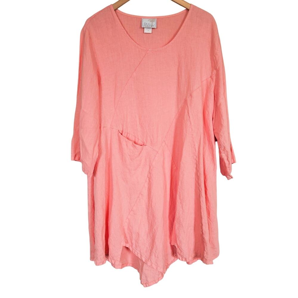 La Fixsun Linen Asymmetrical Hem Tunic Top‎ Women's Size X-Large Lagenlook
